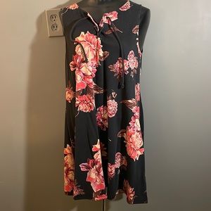 COPY - black lace up front floral dress